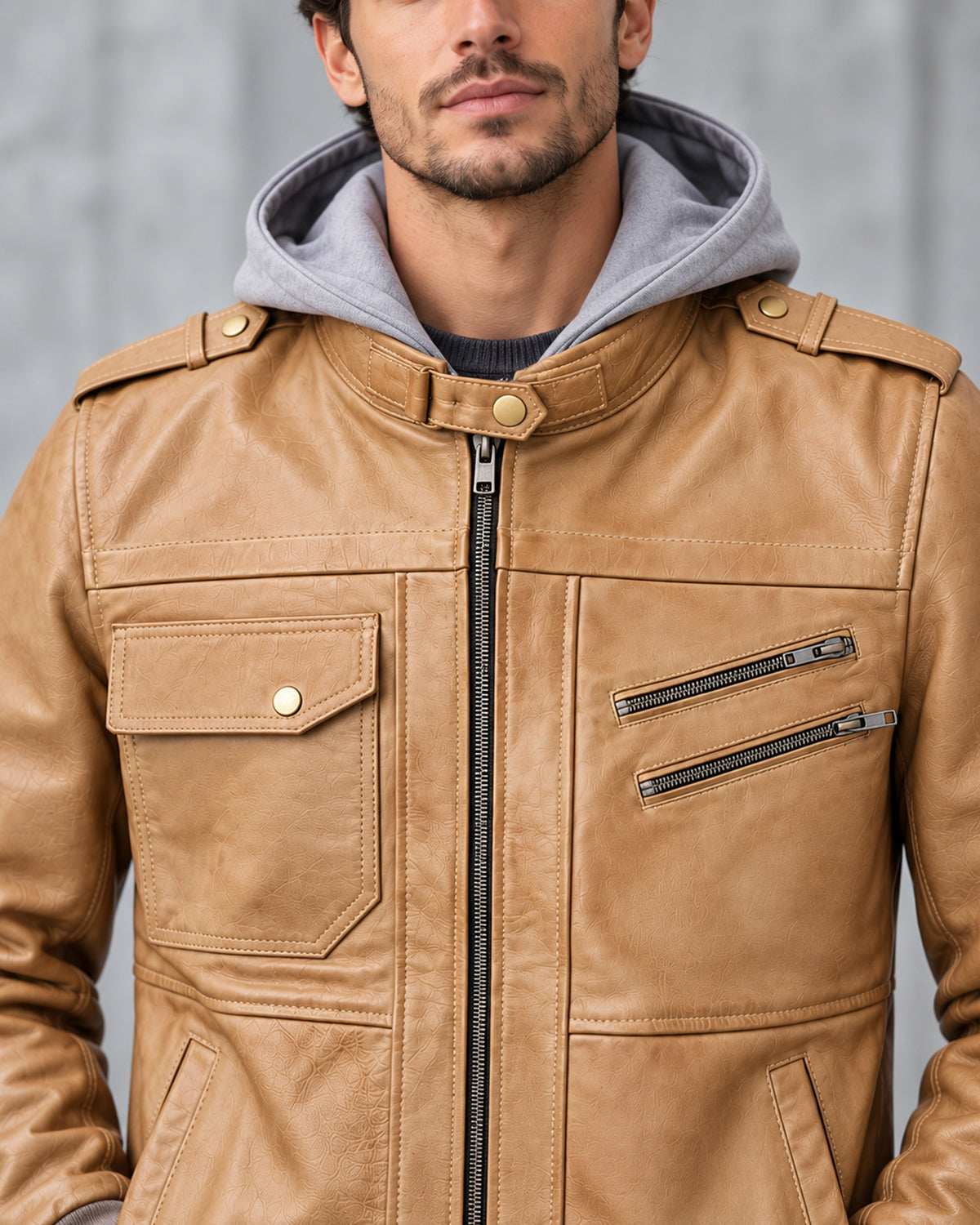 Delorne Atlas lambskin jacket — feature detail