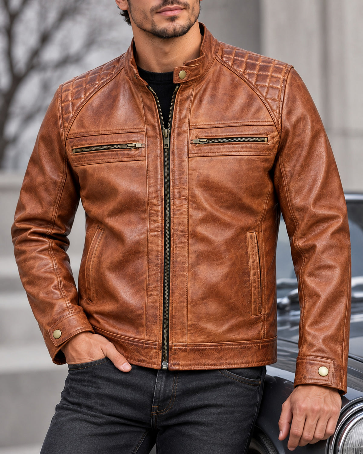 Delorne Mercer lambskin jacket — three quarter fit