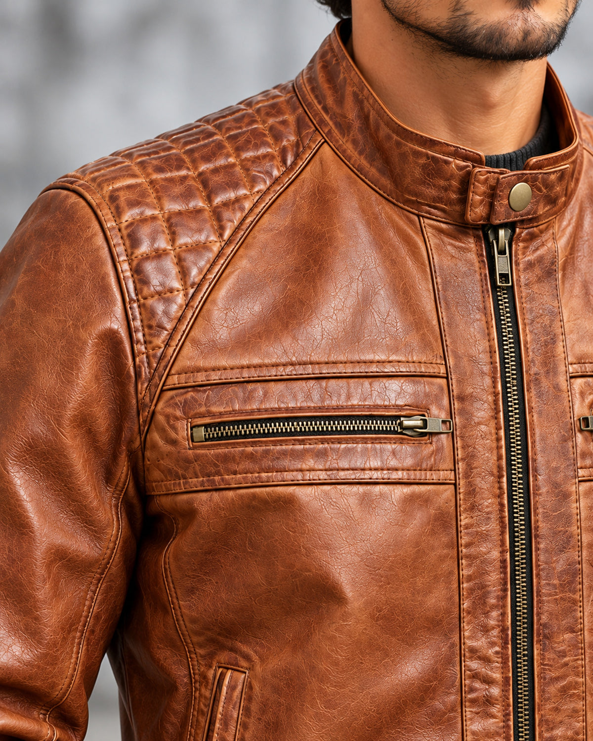 Delorne Mercer lambskin jacket — material macro