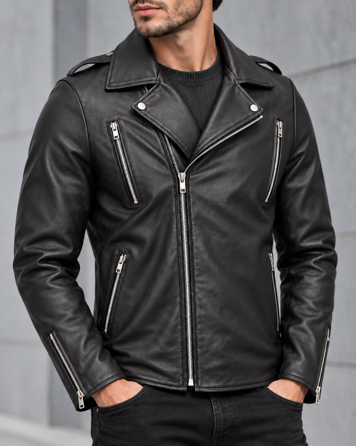 Delorne Onyx lambskin jacket — three quarter fit
