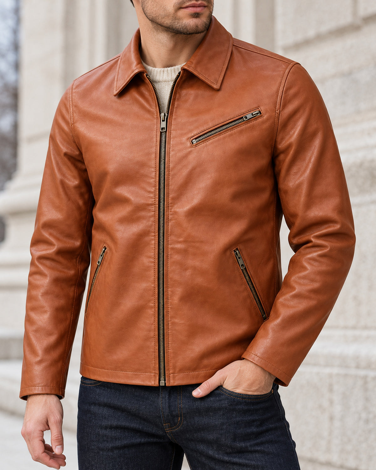 Delorne Alder lambskin jacket — three quarter fit