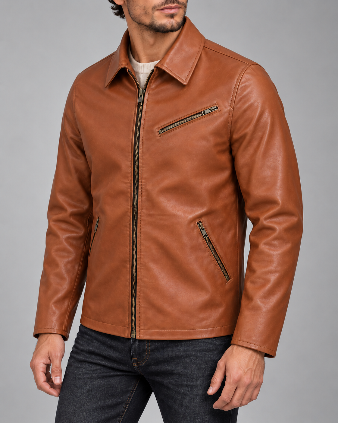Delorne Alder lambskin jacket — generated three-quarter angled-view visualization