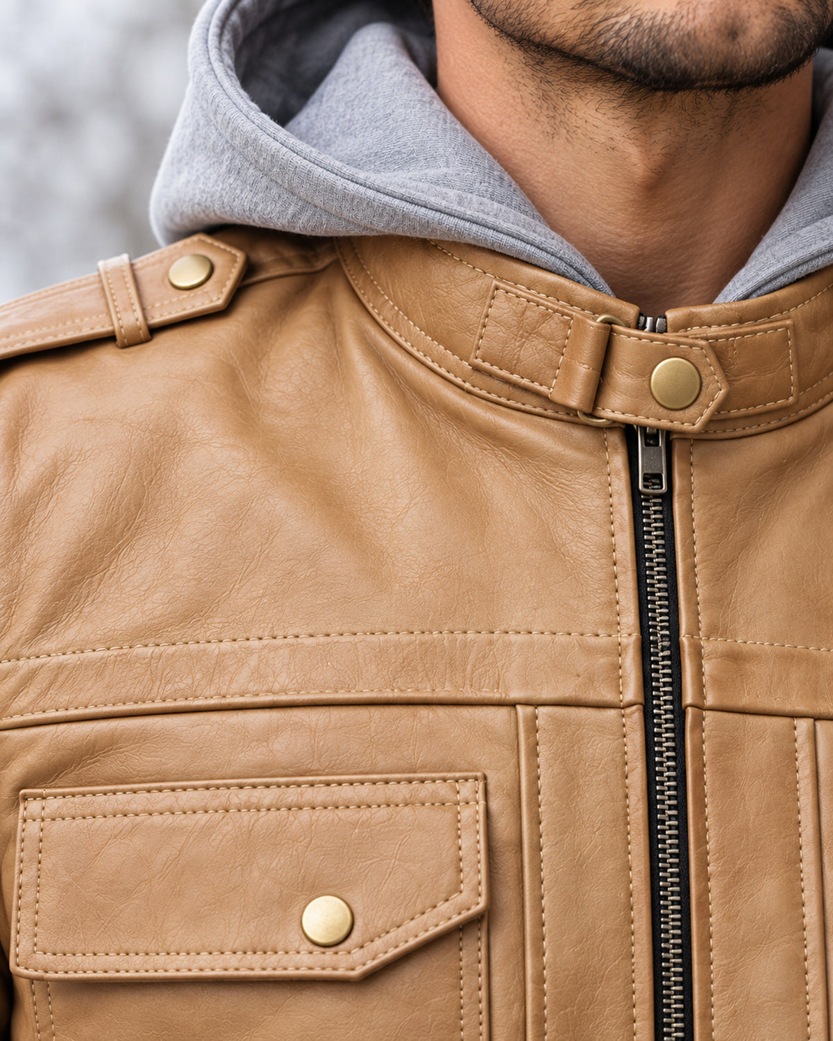 Delorne Atlas lambskin jacket — material macro