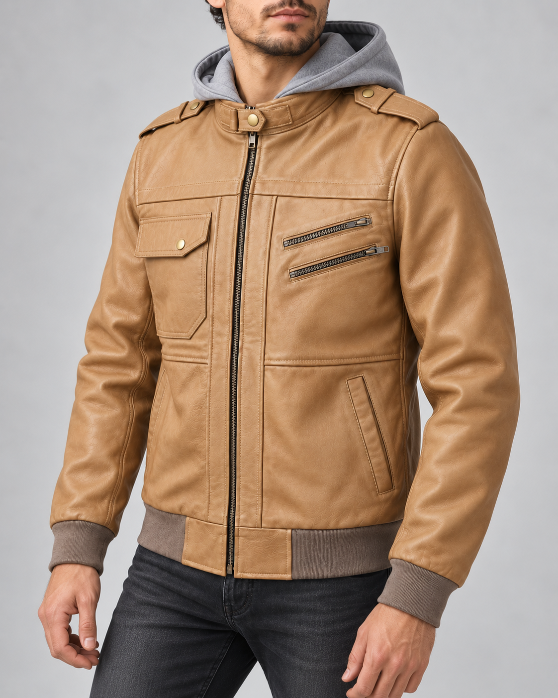 Delorne Atlas lambskin jacket — generated three-quarter angled-view visualization