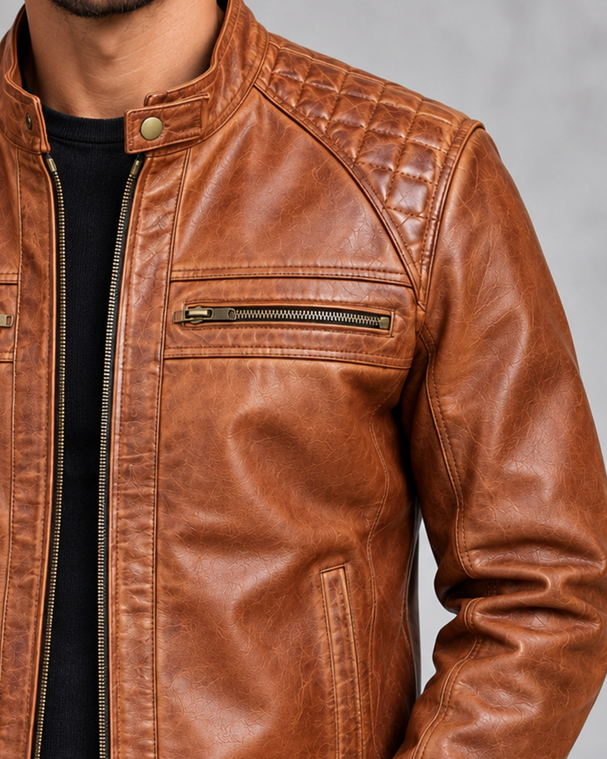 Delorne Mercer lambskin jacket — feature detail
